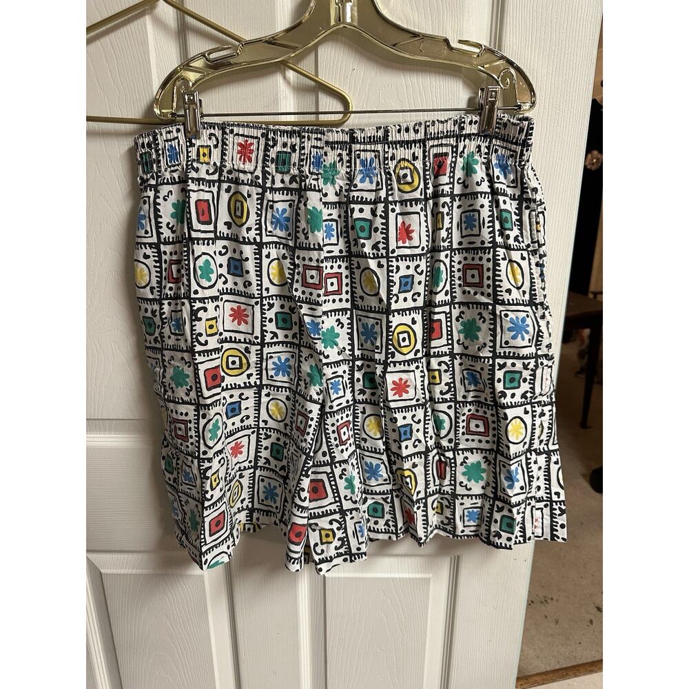 2 VNT 90s Venezia Shorts Mens XL 22-24 Multicolor Abstract Pull On Elastic Waist